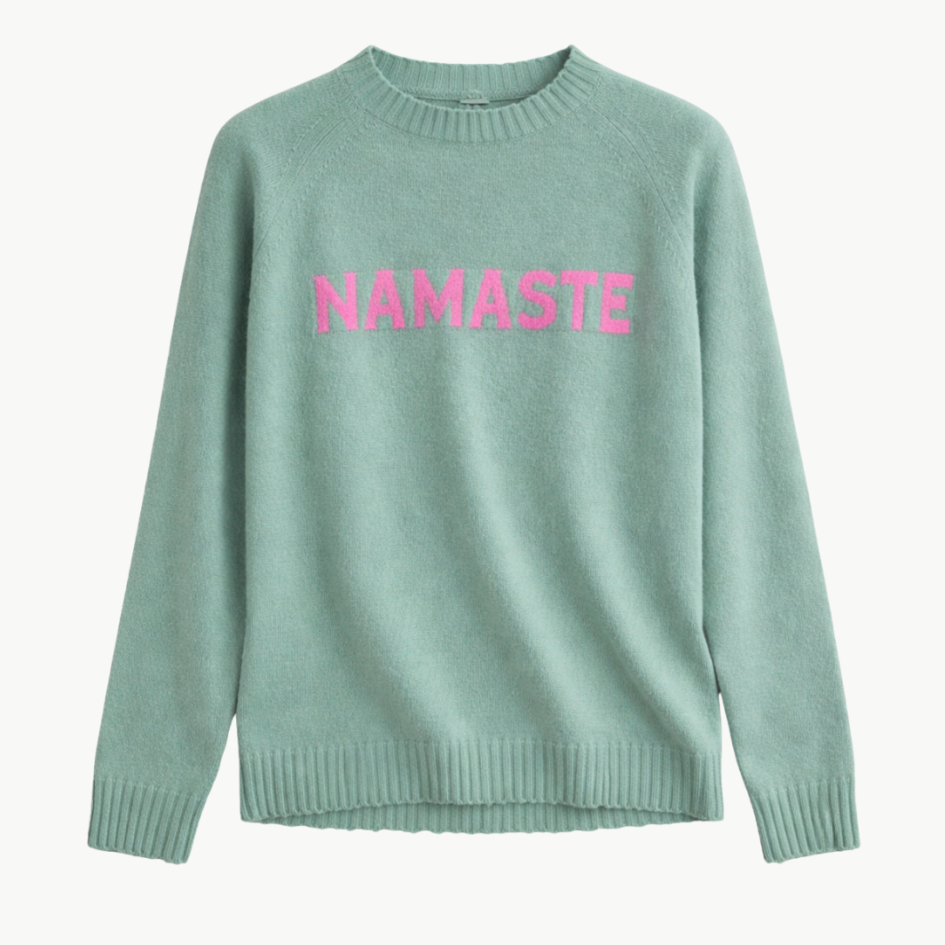 COLORI CUSTOM FRAYED CREW "NAMASTE" at Romi Boutique