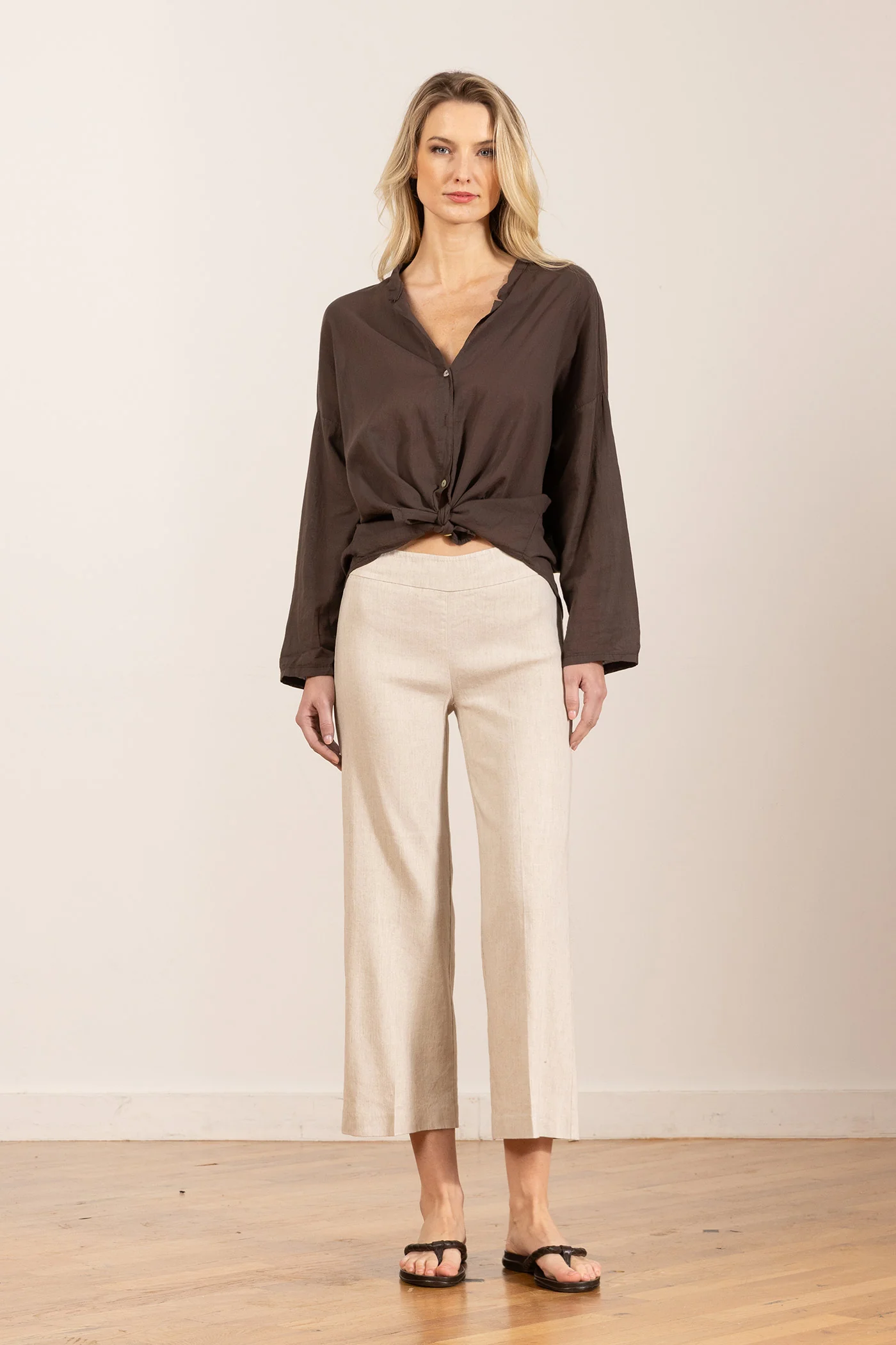 ALEX LINEN PANT IN OATMEAL - Romi Boutique
