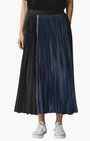 HALF AND HALF DENIM SKIRT IN INDIGO/BLACK - Romi Boutique
