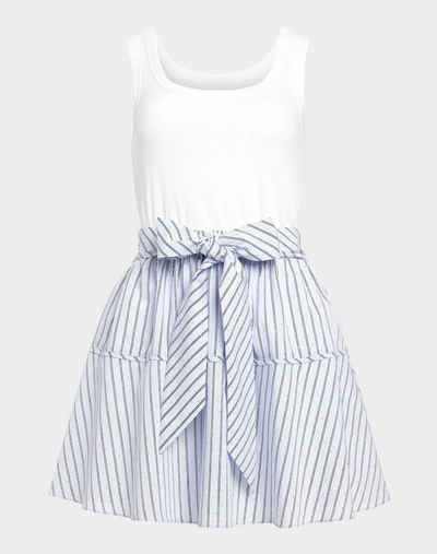MOXIE COMBO MINI DRESS IN BLUE STRIPE