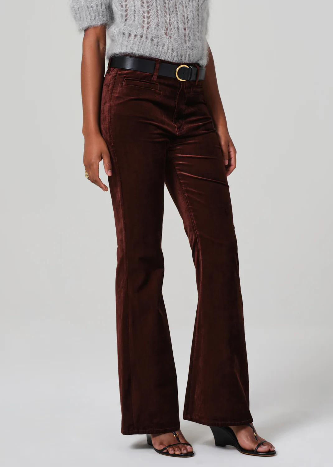 LILAH FLARE WITH WELT POCKET VELVET IN CHOCOLATE MILK