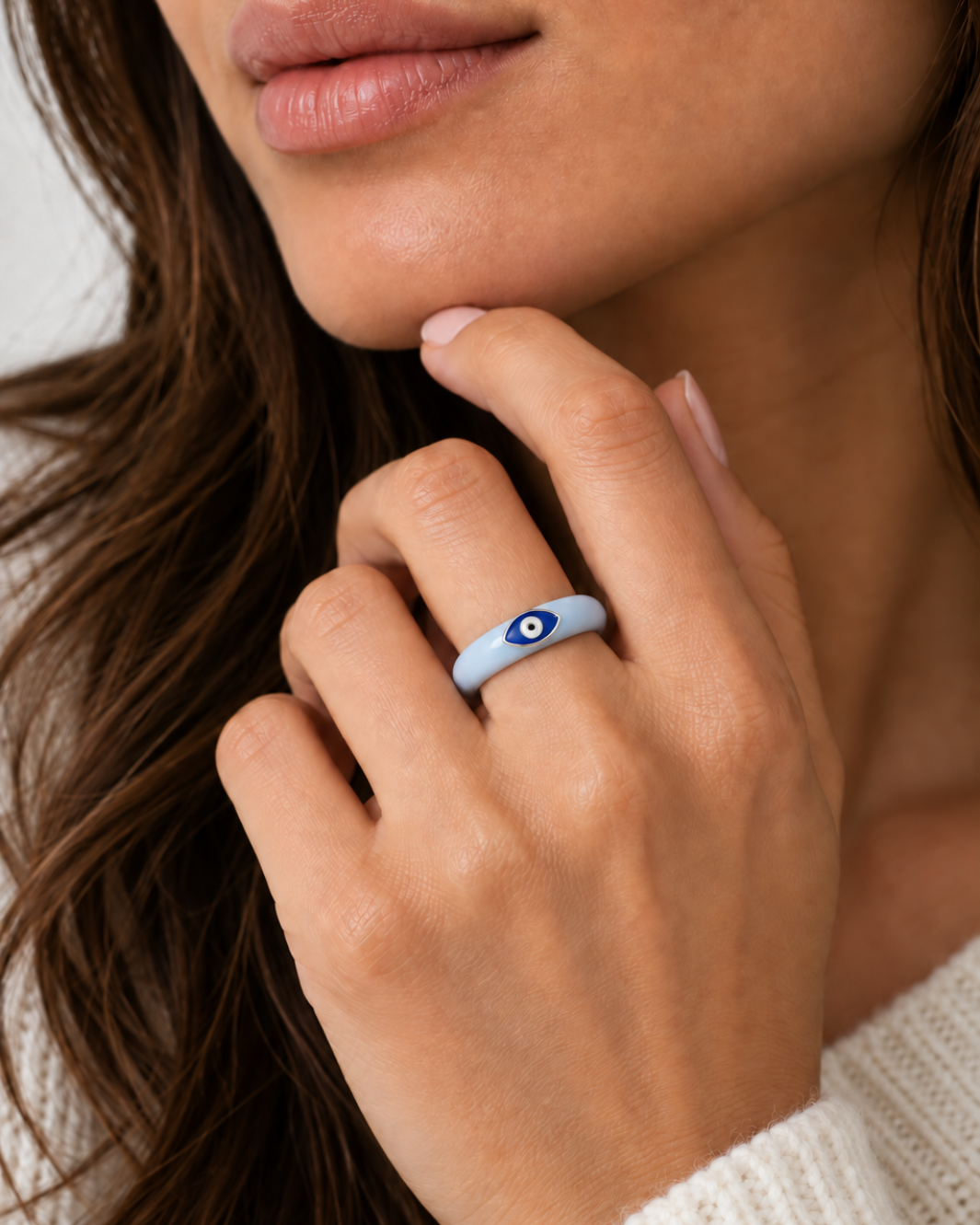 Enamel Evil Eye Silicone Ring