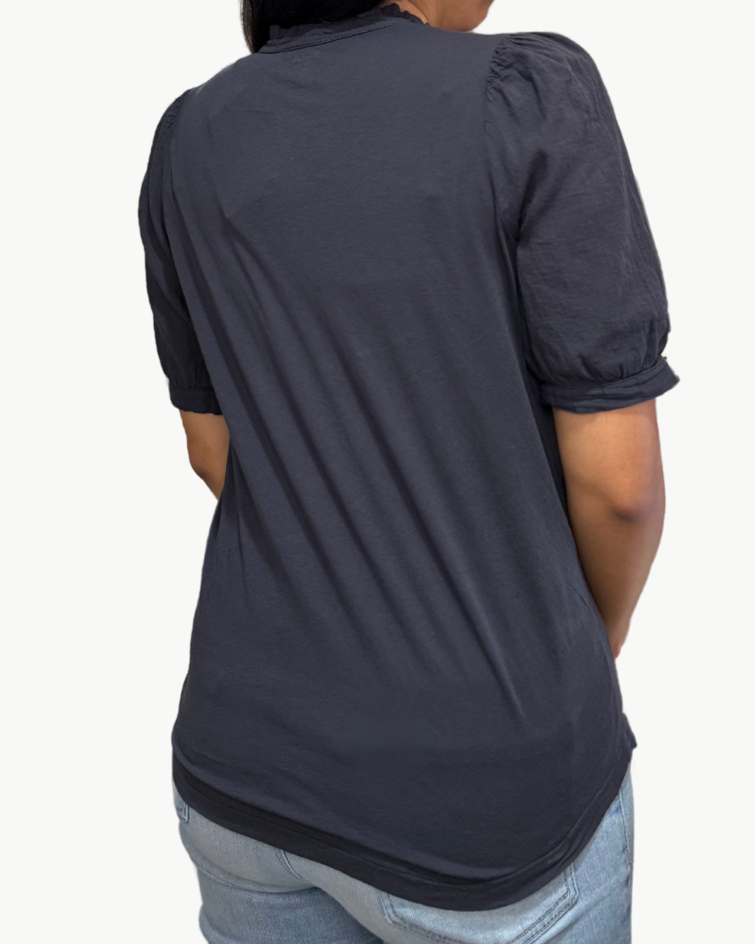 TEENA KNIT T-SHIRT IN CHARCOAL - Romi Boutique