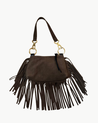 TINA FRINGE BAG IN BROWN SUEDE