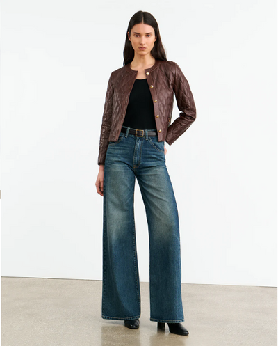 AMY LEATHER JACKET IN BORDEAUX