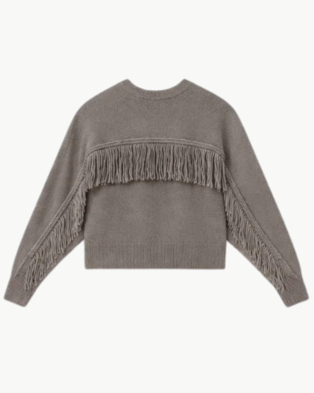 White & Warren Cashmere Blend Luxe Fringe Crewneck at Romi Boutique