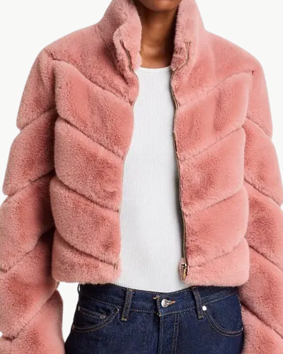 BRIANNA FAUX FUR JACKET IN MISTY ROSE
