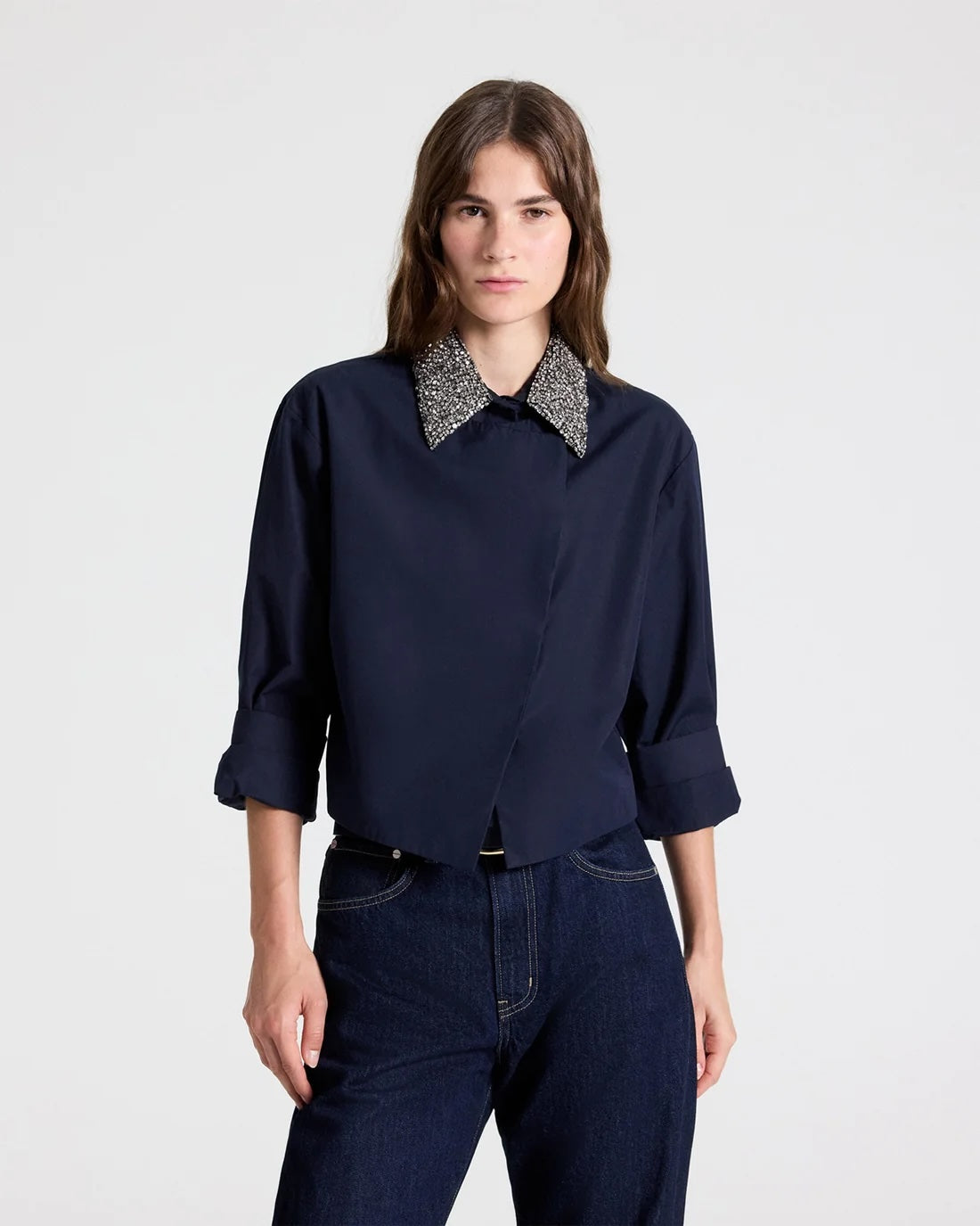 TWP New Chapter W/ Crystal Collar Shirt at Romi Boutique