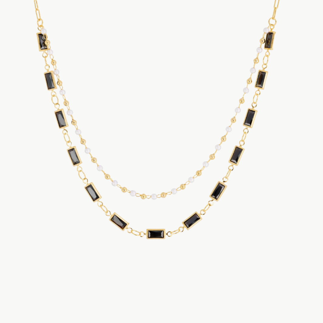 Glass Pearl Double Strand Necklace
