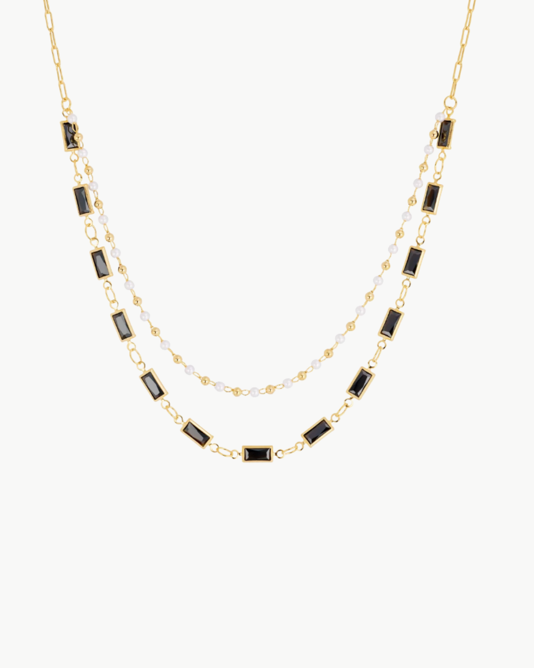 Glass Pearl Double Strand Necklace