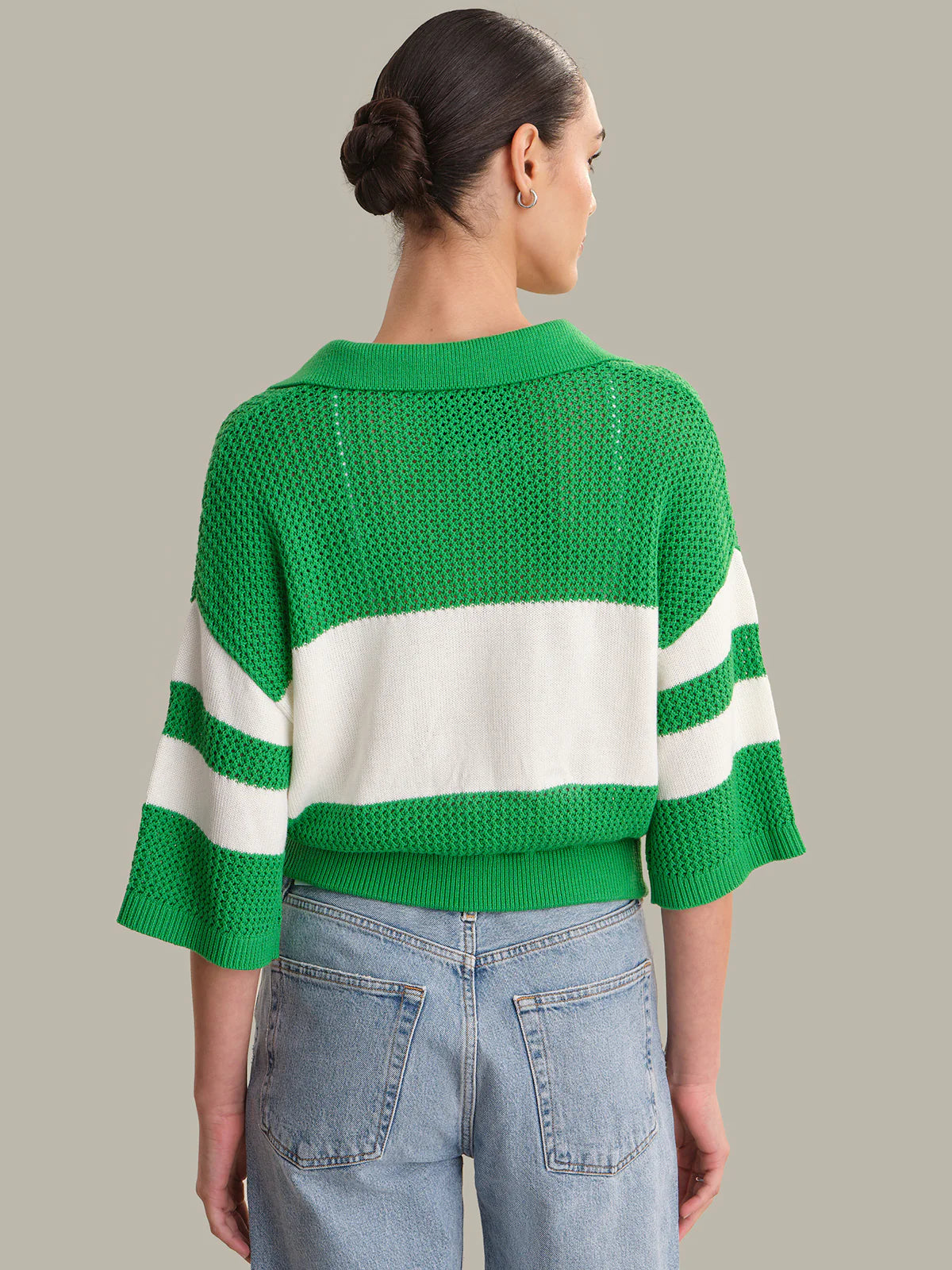 525 ZURI JOHNNY COLLAR MESH RUGBY PULLOVER at Romi Boutique