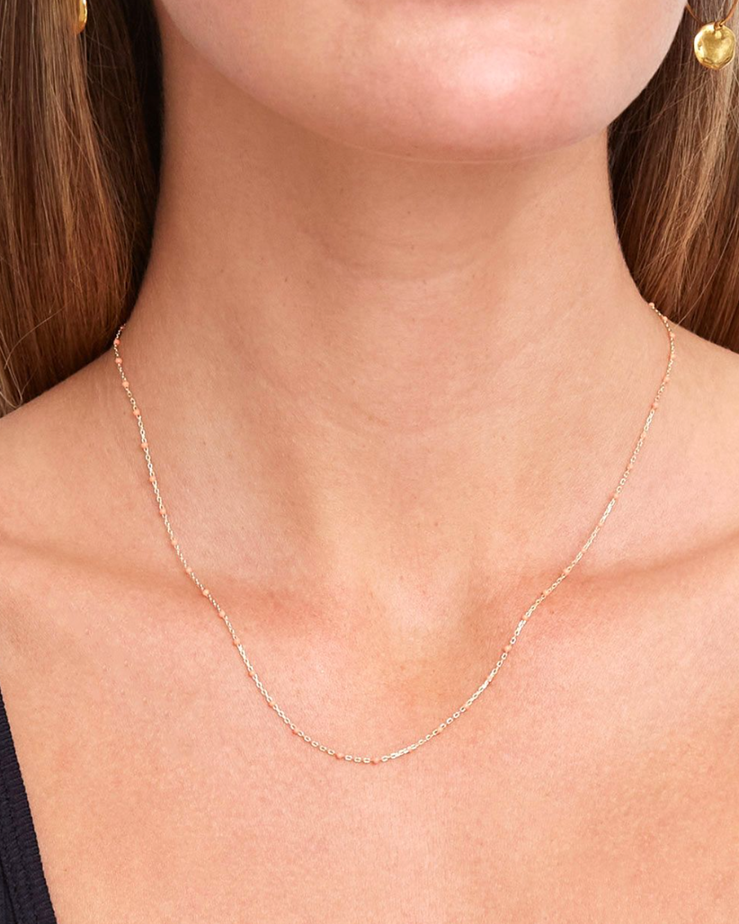 PEACH ENAMEL BEAD NECKLACE