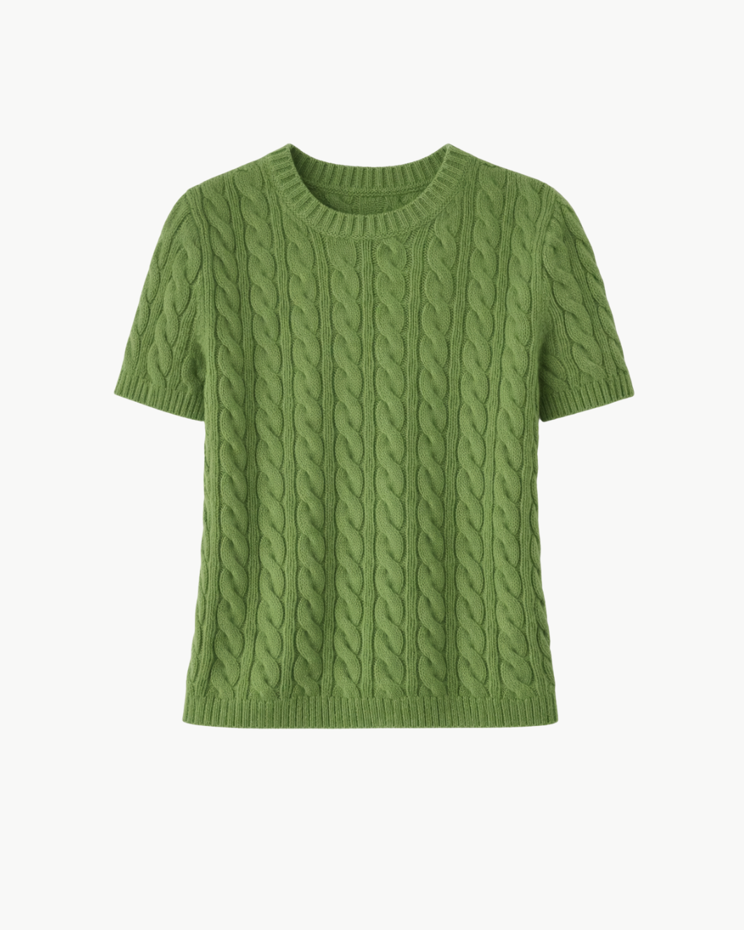 CASHMERE BLEND CABLE KNIT TEE - Romi Boutique