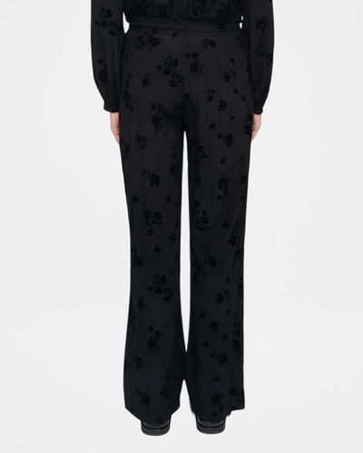 POMA SOFT FLOCK FLOWER PANTS IN BLACK
