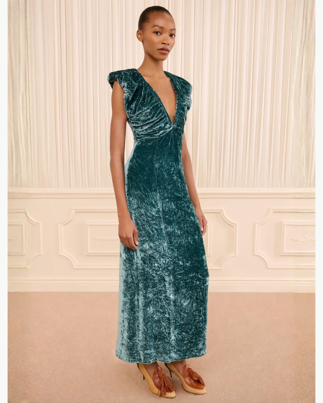 Astra V-Neck Velvet Dress