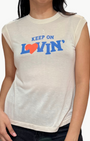 Junk Food KEEP ON LOVIN SLEEVELESS TEE at Romi Boutique