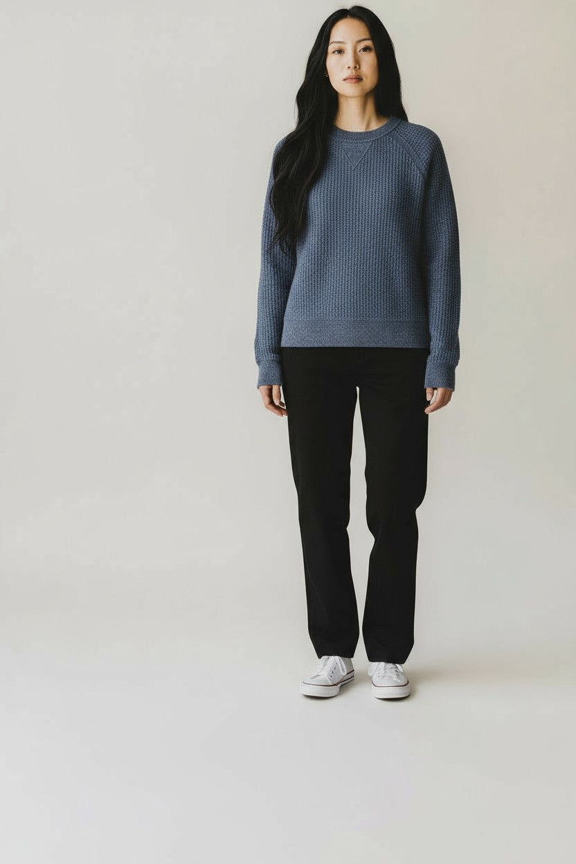 THERMAL SWEATSHIRT IN RIVERWASH