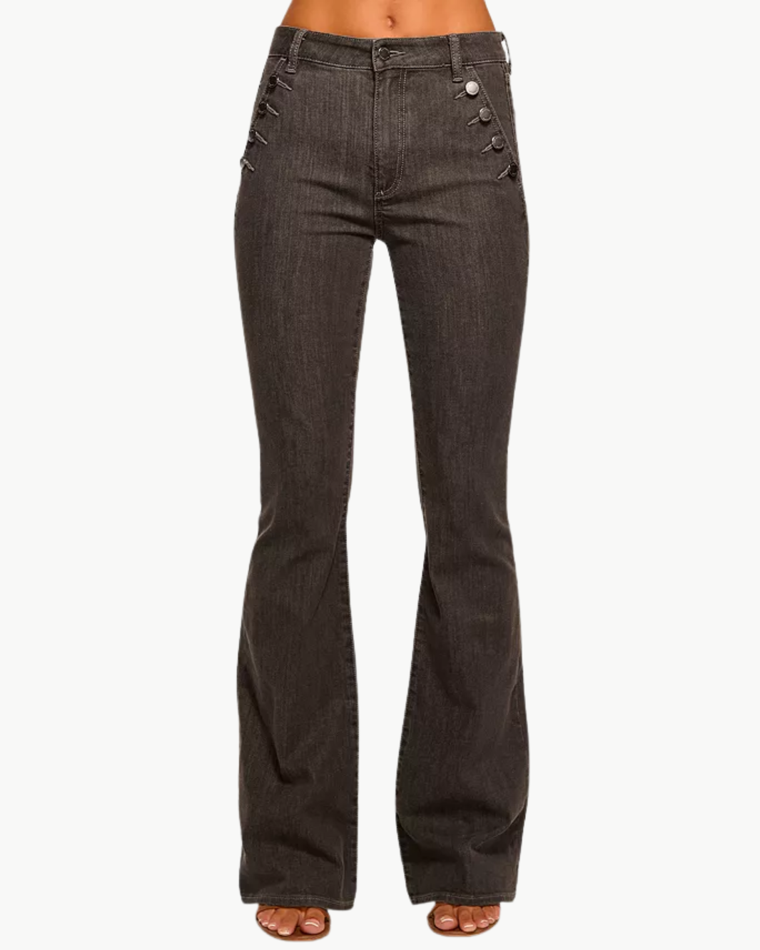 HELENA HIGH-RISE FLARE JEAN IN GREY WASH - Romi Boutique