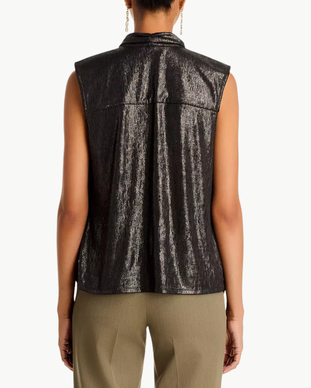 Ramy Brook Camila Draped Metallic Top at Romi Boutique