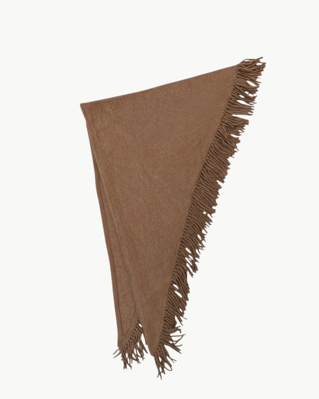 BRUSHED CASHMERE FRINGE SCARF IN CARAMEL