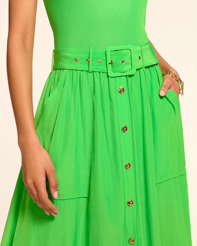 SYLVIE COMBO RIBBED MIDI DRESS IN TROPIC GREEN