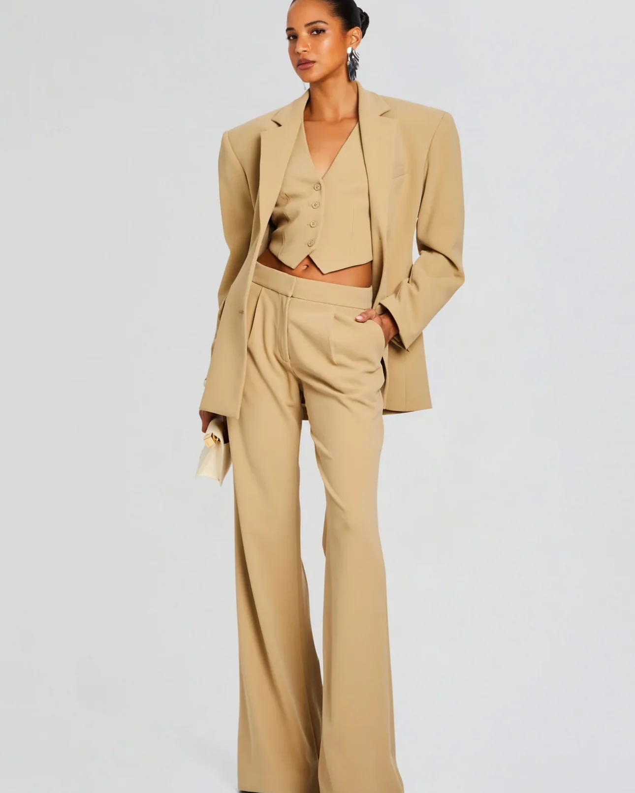 PIN TUCK PALAZZO PANTS IN CAMEL