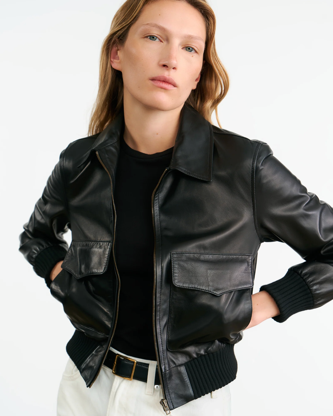 Nili Lotan REDLEY LEATHER BOMBER JACKET at Romi Boutique