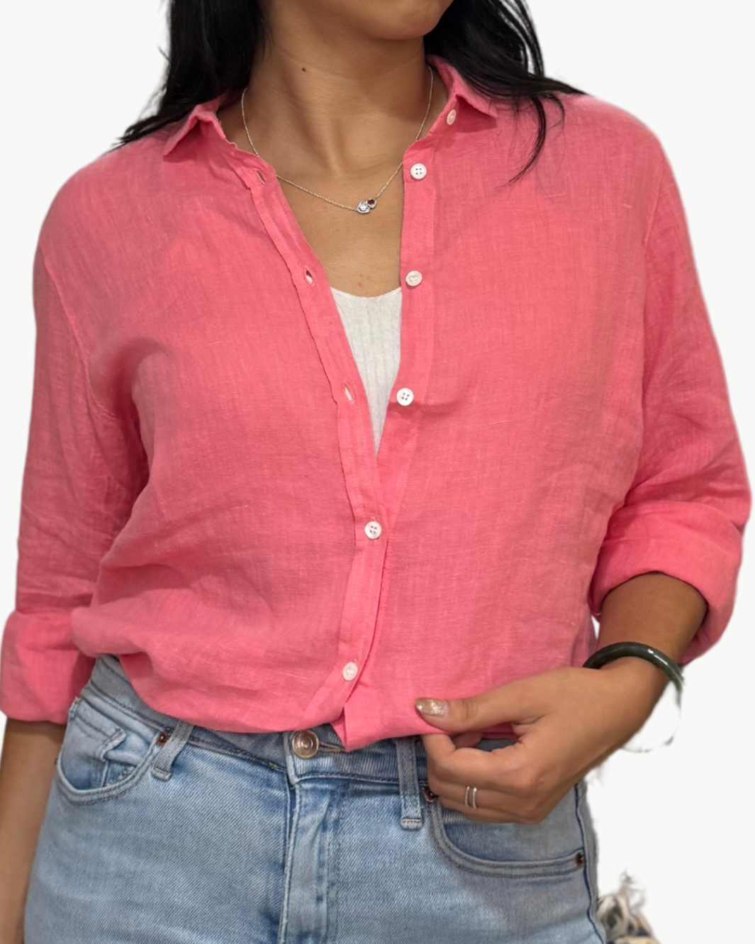 CORAZON WOVEN SHIRT IN HIBISCUS - Romi Boutique
