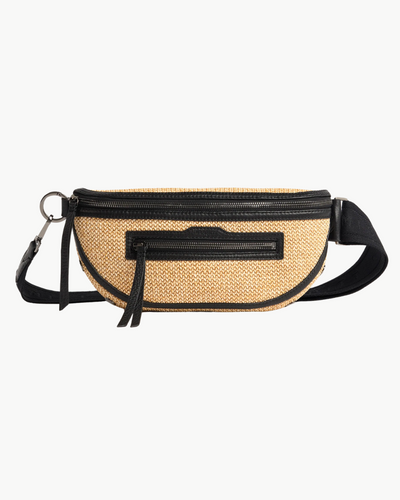 CHARLES CROSSBODY MED IN CHAPARRAL RAFFIA/GUNMETAL
