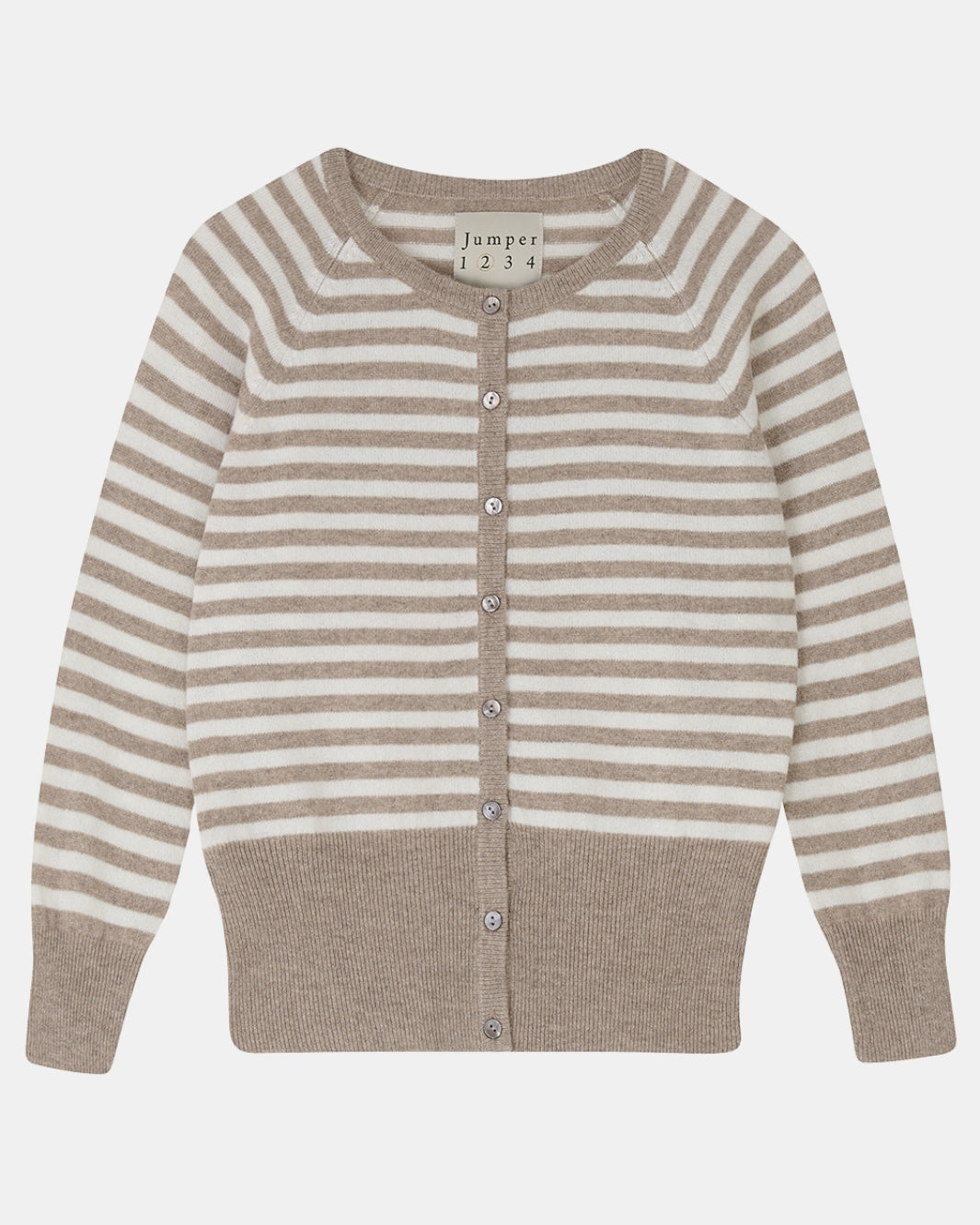 STRIPE SHRUNKEN CARDIGAN IN LIGHT BROWN