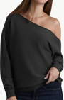 Minnie Rose CASHMERE OFF THE SHOULDER TOP IN BLACK CHARCOAL at Romi Boutique