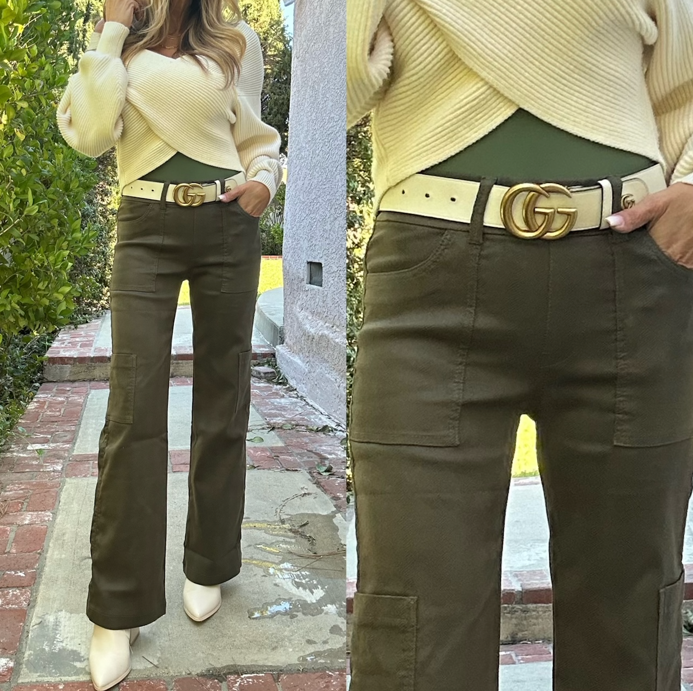 Bevy Flog Rose Croc Cargo Pant at Romi Boutique