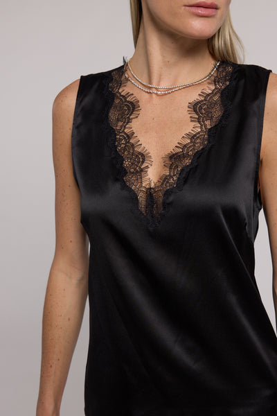 MARIE LACE COMBO TANK IN BLACK