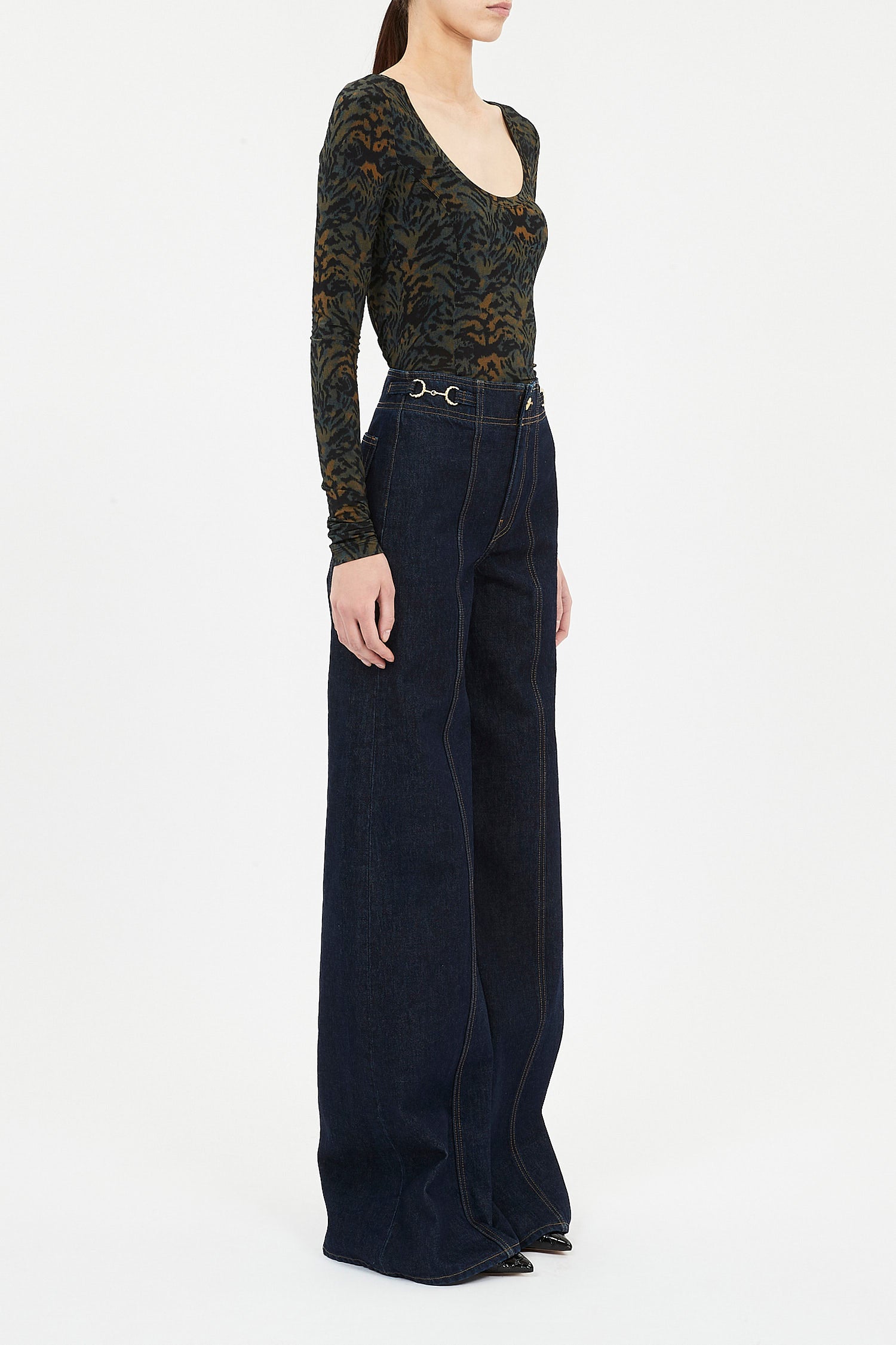 Ulla Johnson ARIS JERSEY LONG SLEEVE U-NECK TOP at Romi Boutique