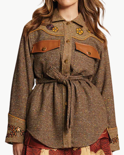KIARA BELTED JACKET IN BROWN