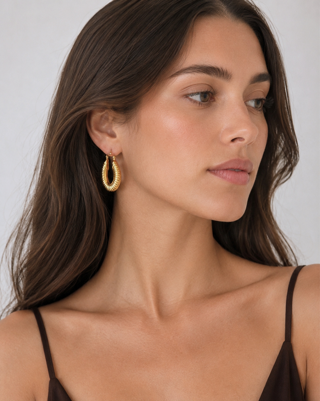 Textured Oval Chunky Hoop Earrings
