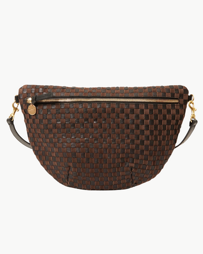 GRANDE FANNY LEATHER & SUEDE WOVEN CHECKER IN BLACK & CHOCOLATE