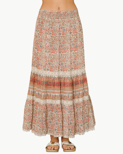 CASS PRINT MAXI SKIRT IN CORAL