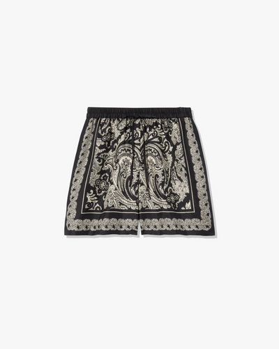 FRANCES SILK SHORT IN BLACK/IVORY PAISLEY SCARF