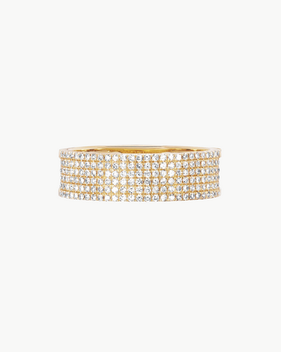 DIAMOND CIGAR BAND RING IN 14K YELLOW GOLD