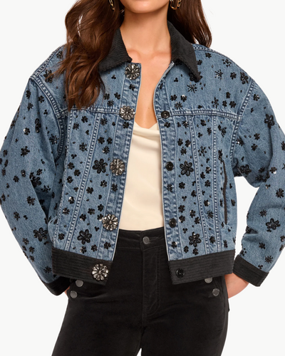 ROBIN EMBELLISHED JEAN JACKET IN BEADED DENIM - Romi Boutique