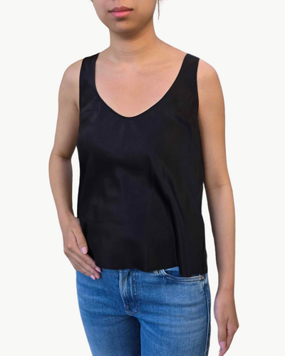 SILK SATIN TANK IN BLACK