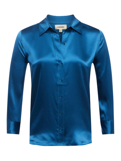 DANI 3/4 SLEEVE BLOUSE IN STONE BLUE