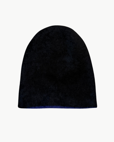 REVERSIBLE BRUSHED CASHMERE BEANIE IN NIGHT/DEEP SEA