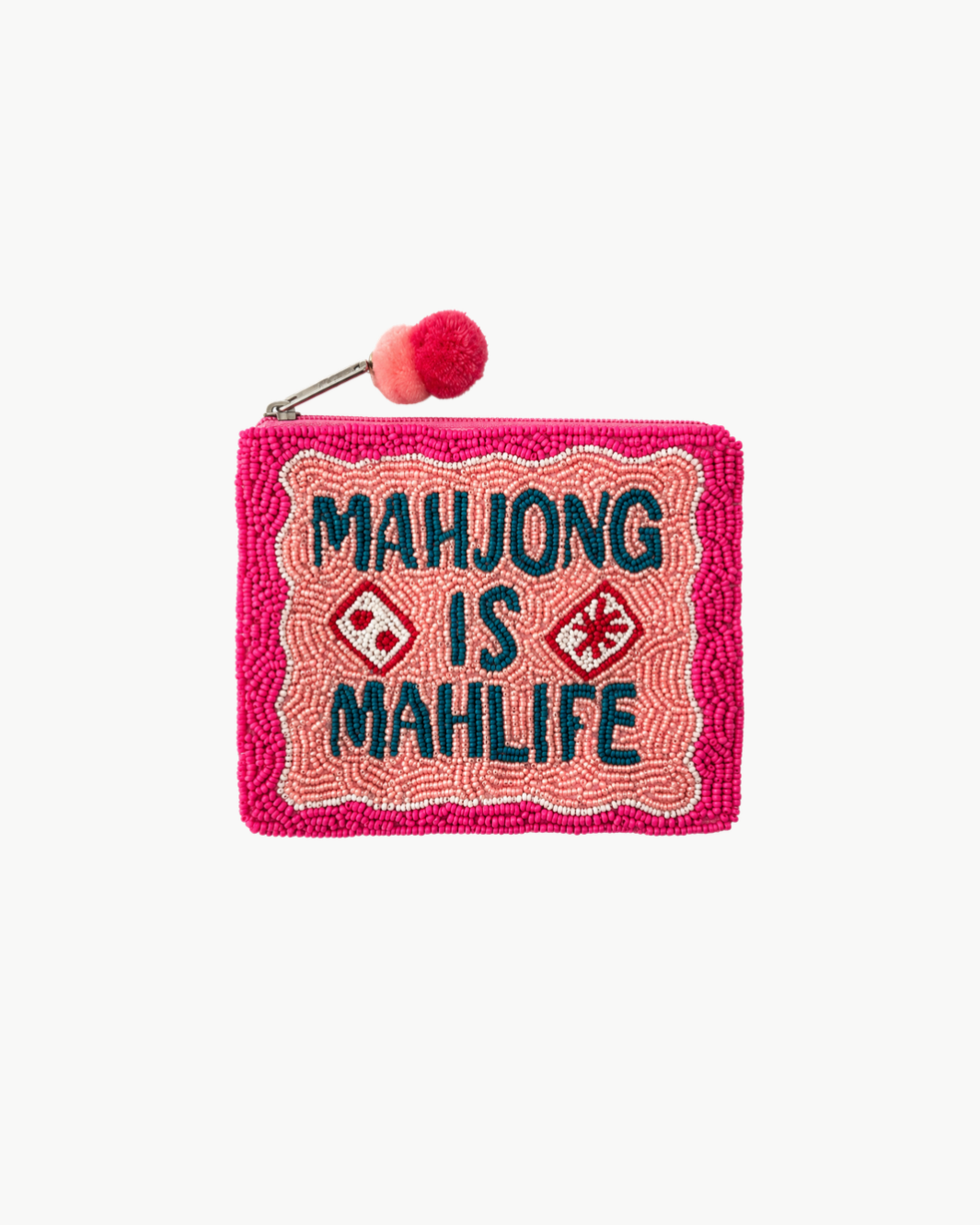 Romi Mahjong Is Mahlife Beaded Coin Pouch at Romi Boutique