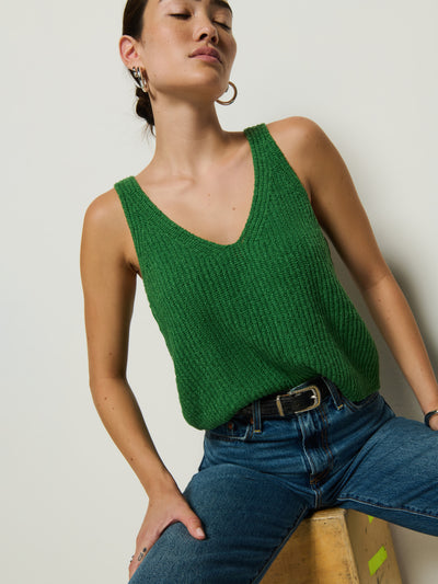 CECE SWEATER TANK IN GREEN LAWN