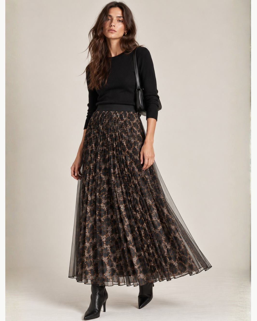 Loyd/Ford Chiffon Skirt with Mesh Overlay at Romi Boutique