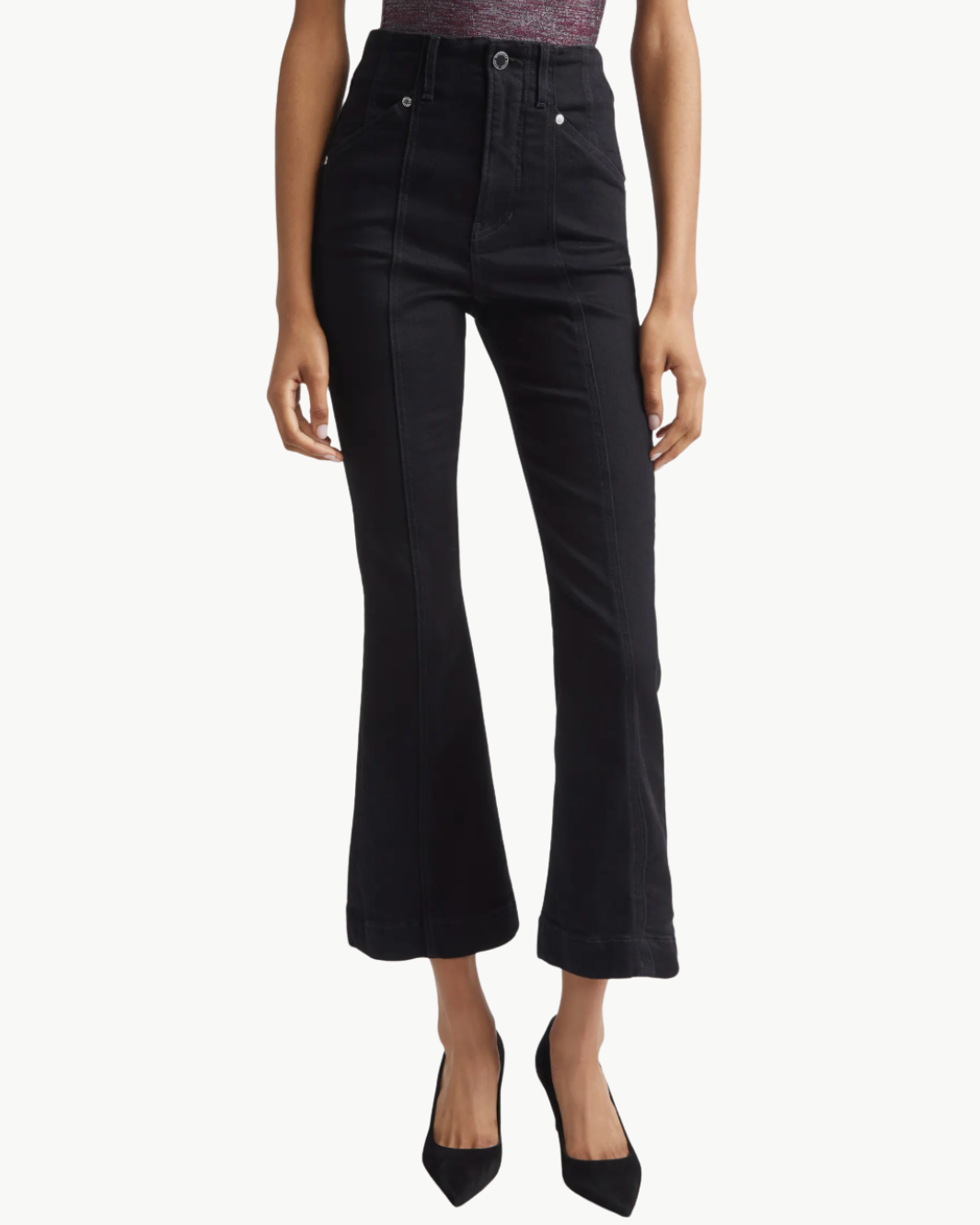 Veronica Beard CARSON HIGH RISE ANKLE FLARE WITH MID SEAM at Romi Boutique