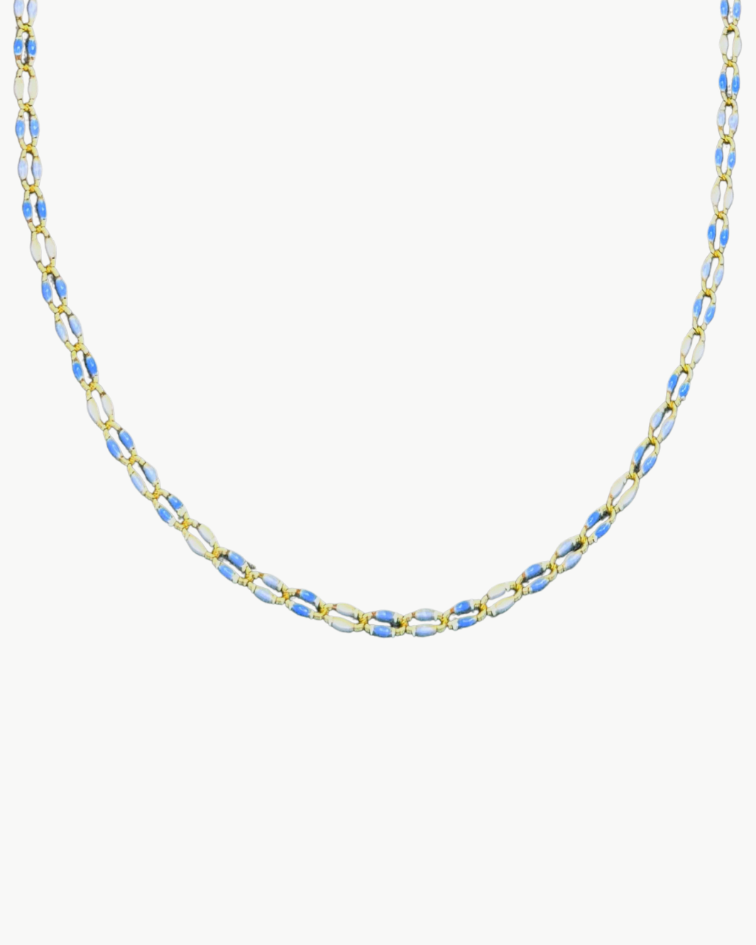 MARIT RAE OVAL LINK NECKLACE IN BLUE/WHITE MULTI at Romi Boutique