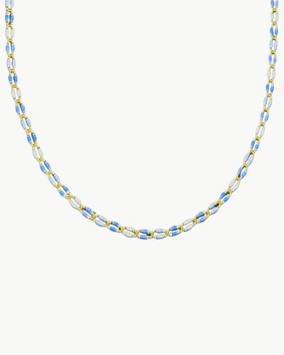 OVAL LINK NECKLACE IN BLUE/WHITE MULTI